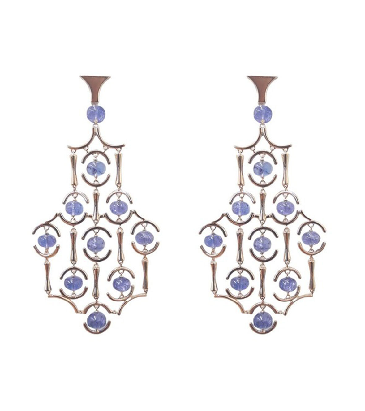 Yellow Gold Earrings with Tanzanite Stones
