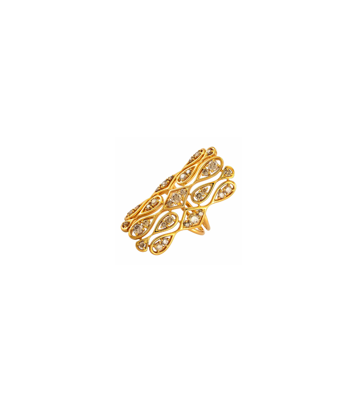 Yellow Gold Ring with Brown Diamonds by Etho Maria