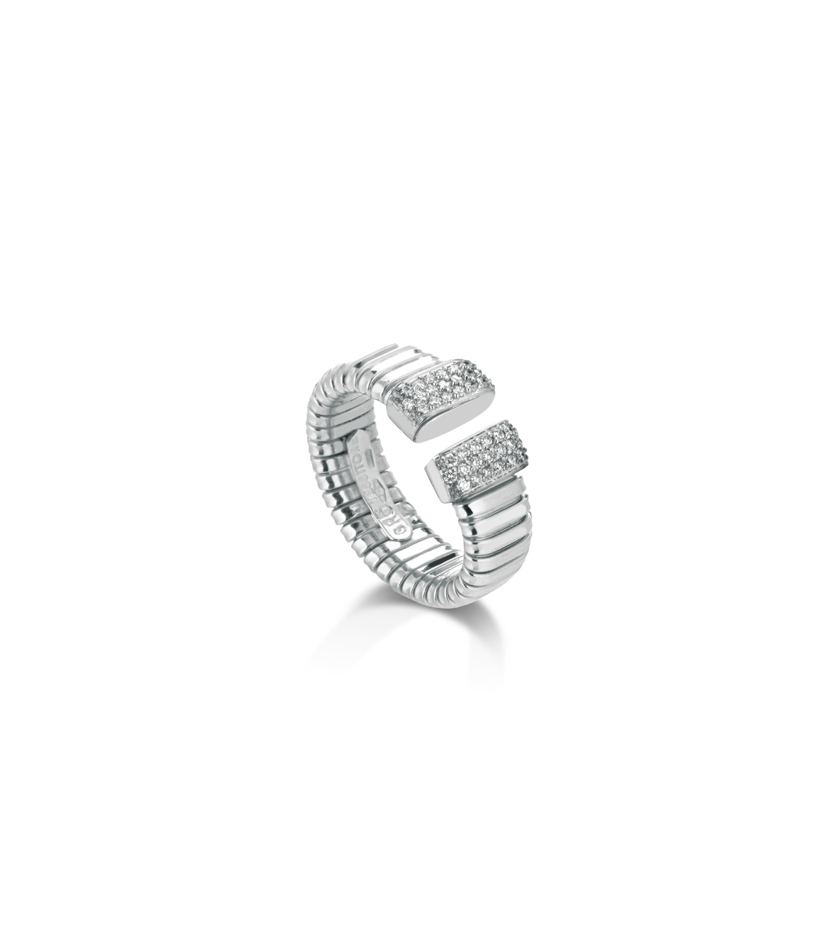 White Gold Tubogas ring 18K with Brilliant White Diamonds
