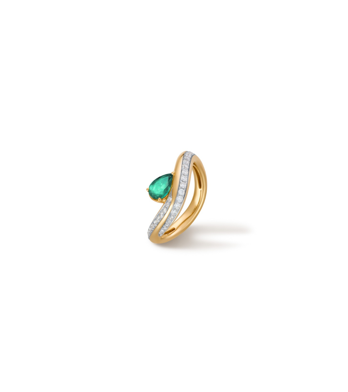 Yellow gold 18 carats ring with emerald and brilliant diamonds by Mentis collection