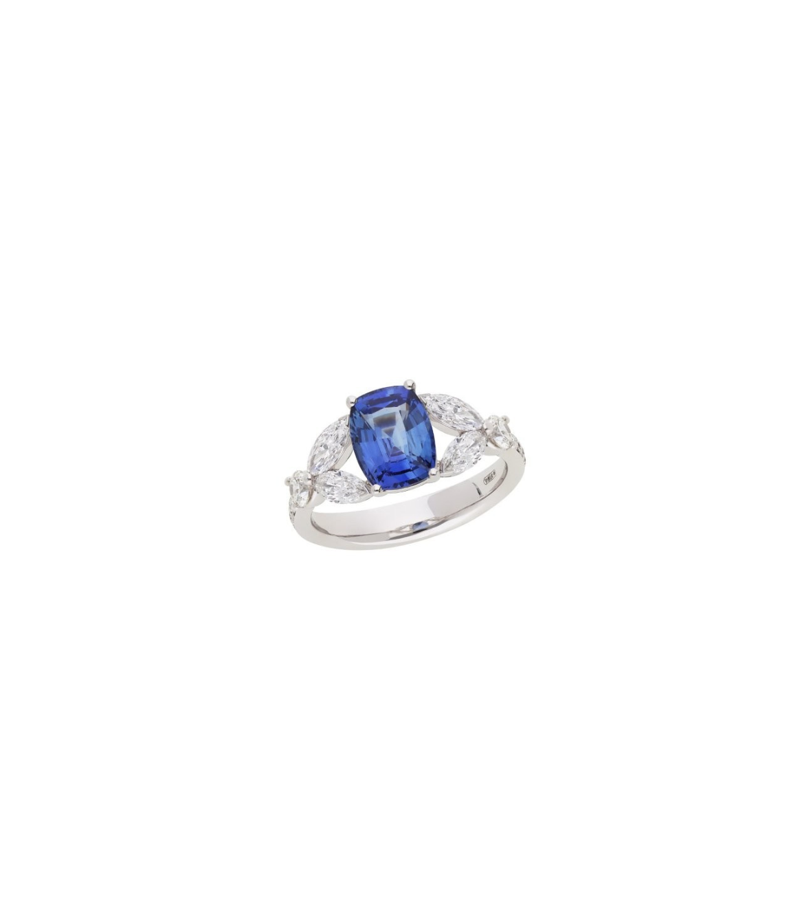 White gold 18 carats ring with Sapphire and brilliant diamonds by Mentis collection