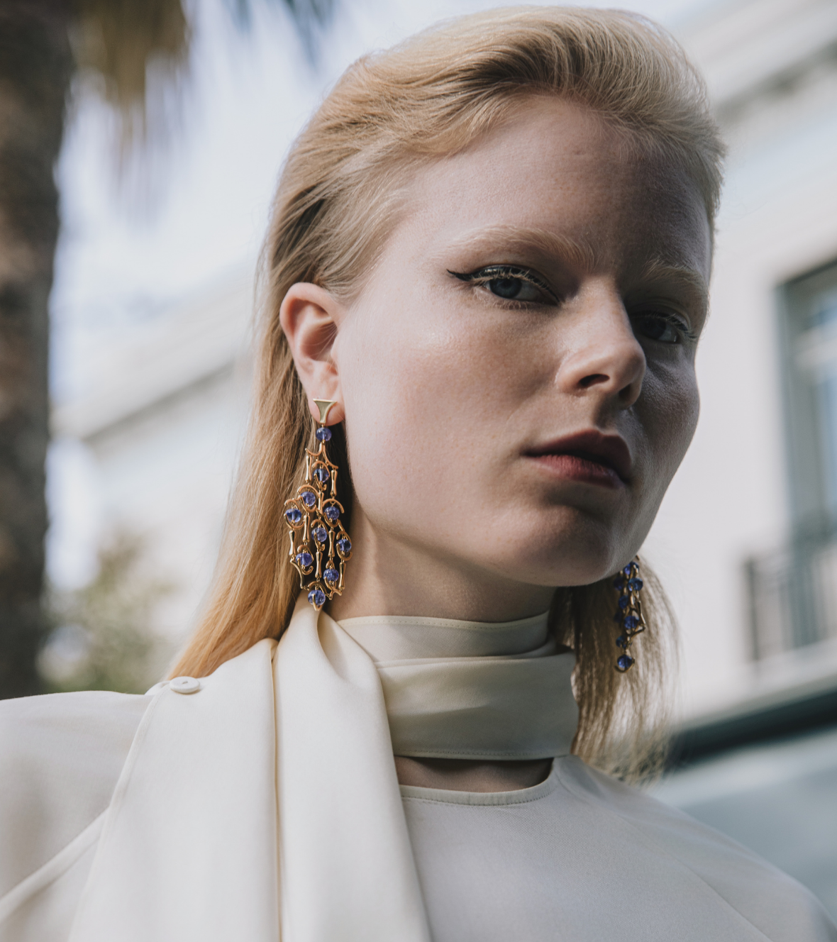 Yellow Gold Earrings with Tanzanite Stones