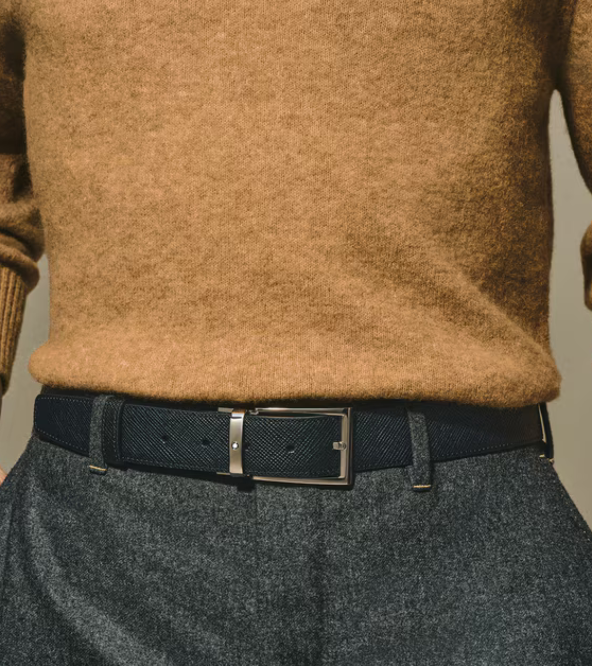 Rectangular 35 mm Reversible Belt in Sartorial Leather
