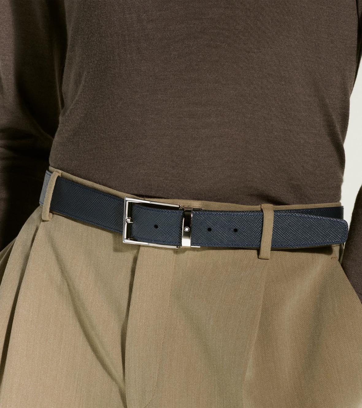 Black/Blue 35 mm Reversible Leather Belt