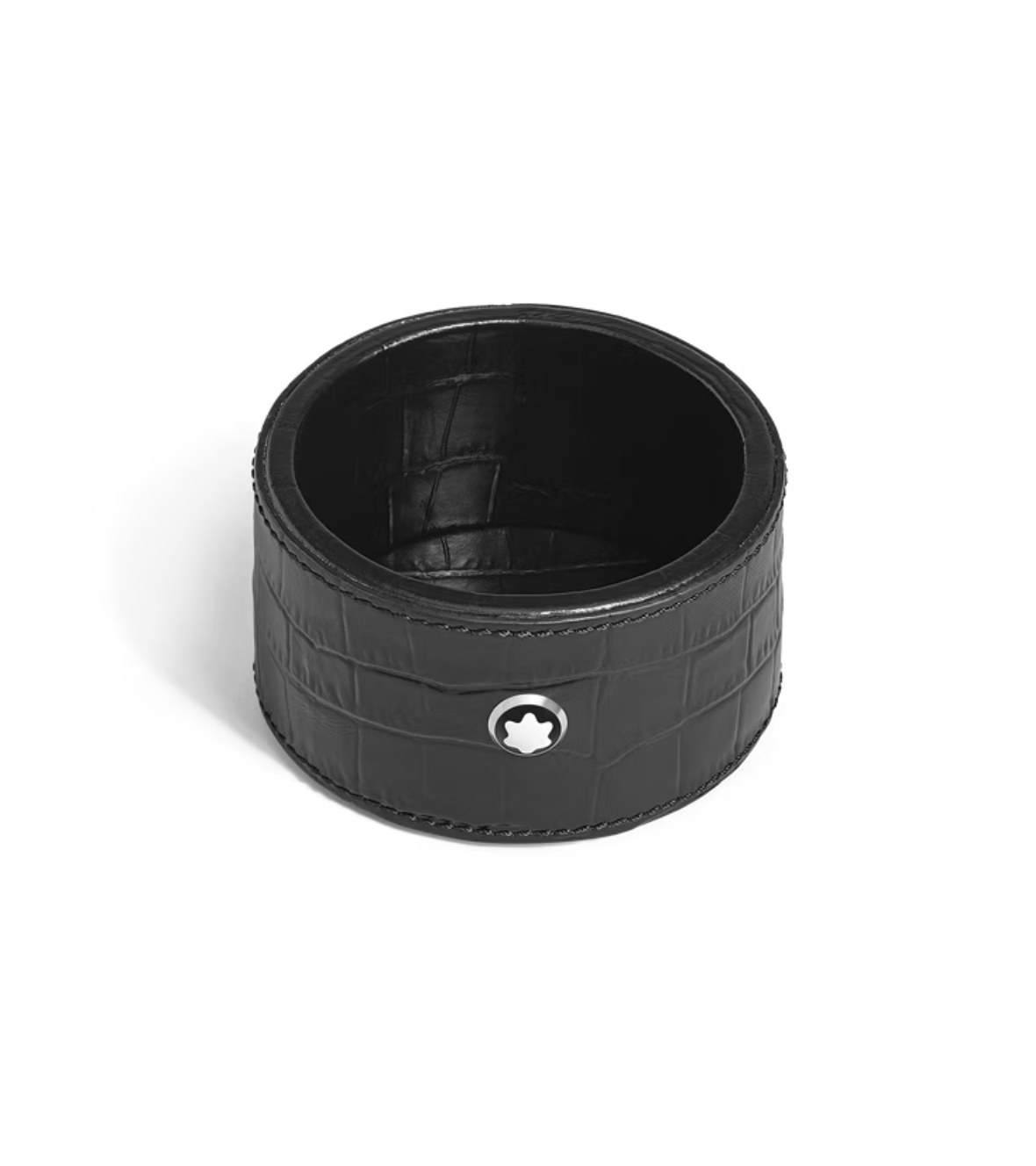 Small Round Desk Tray in Croco-Embossed Leather