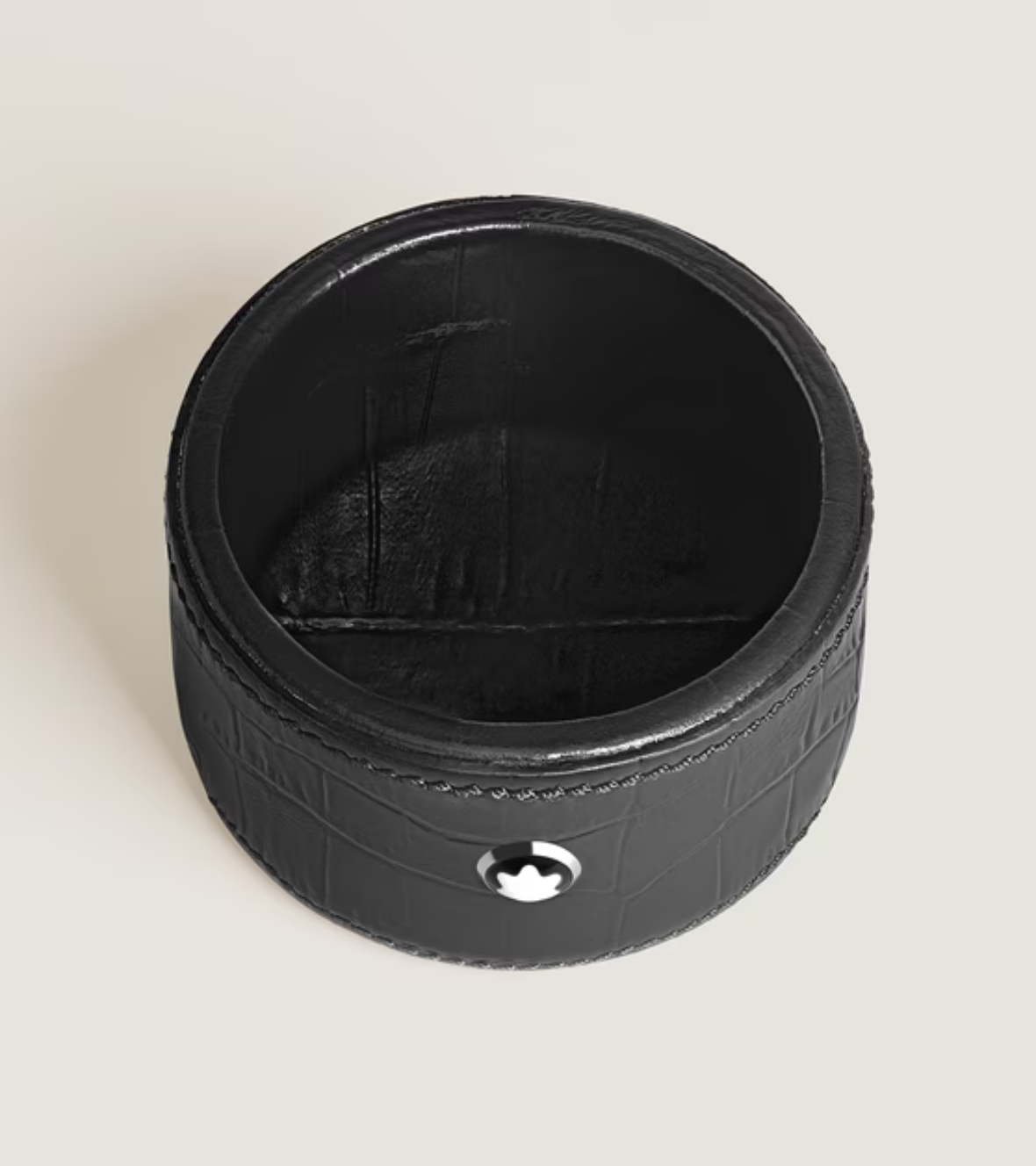 Small Round Desk Tray in Croco-Embossed Leather