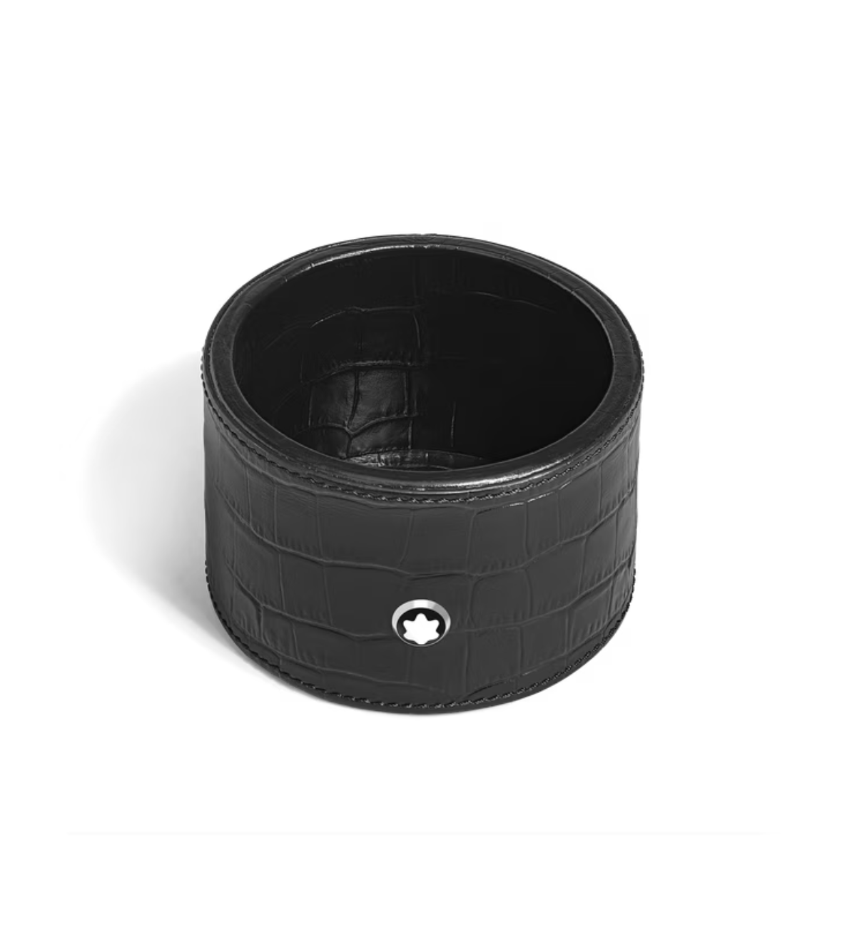 Medium Round Desk Tray in Croco-Embossed Leather