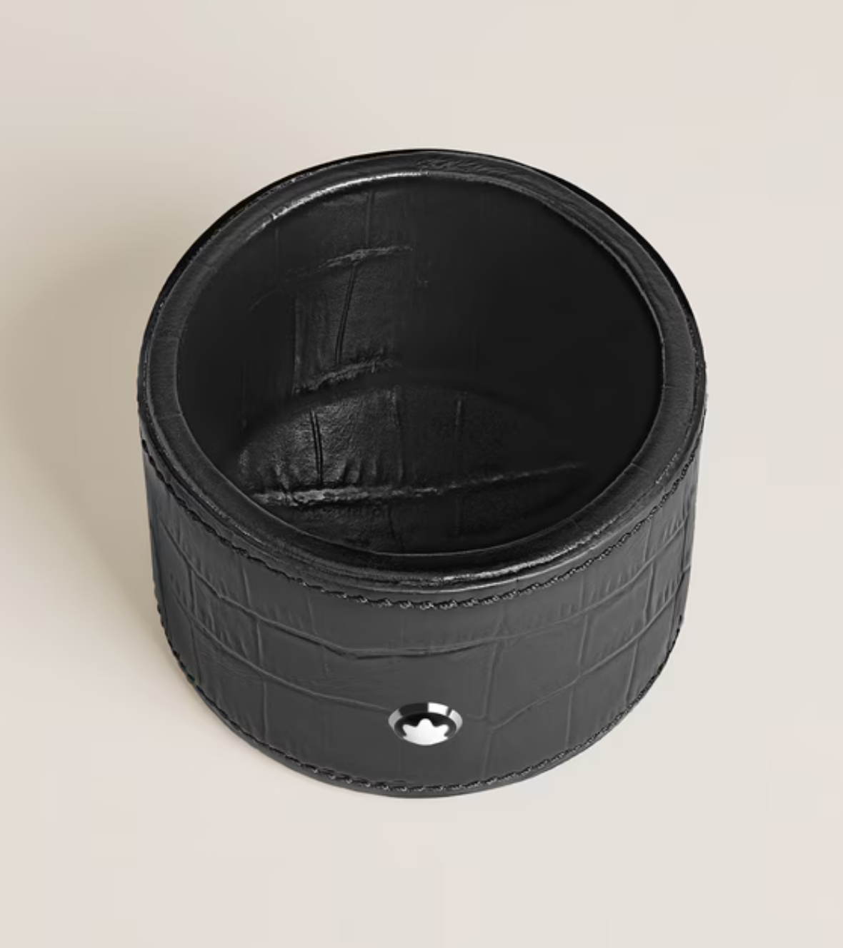 Medium Round Desk Tray in Croco-Embossed Leather