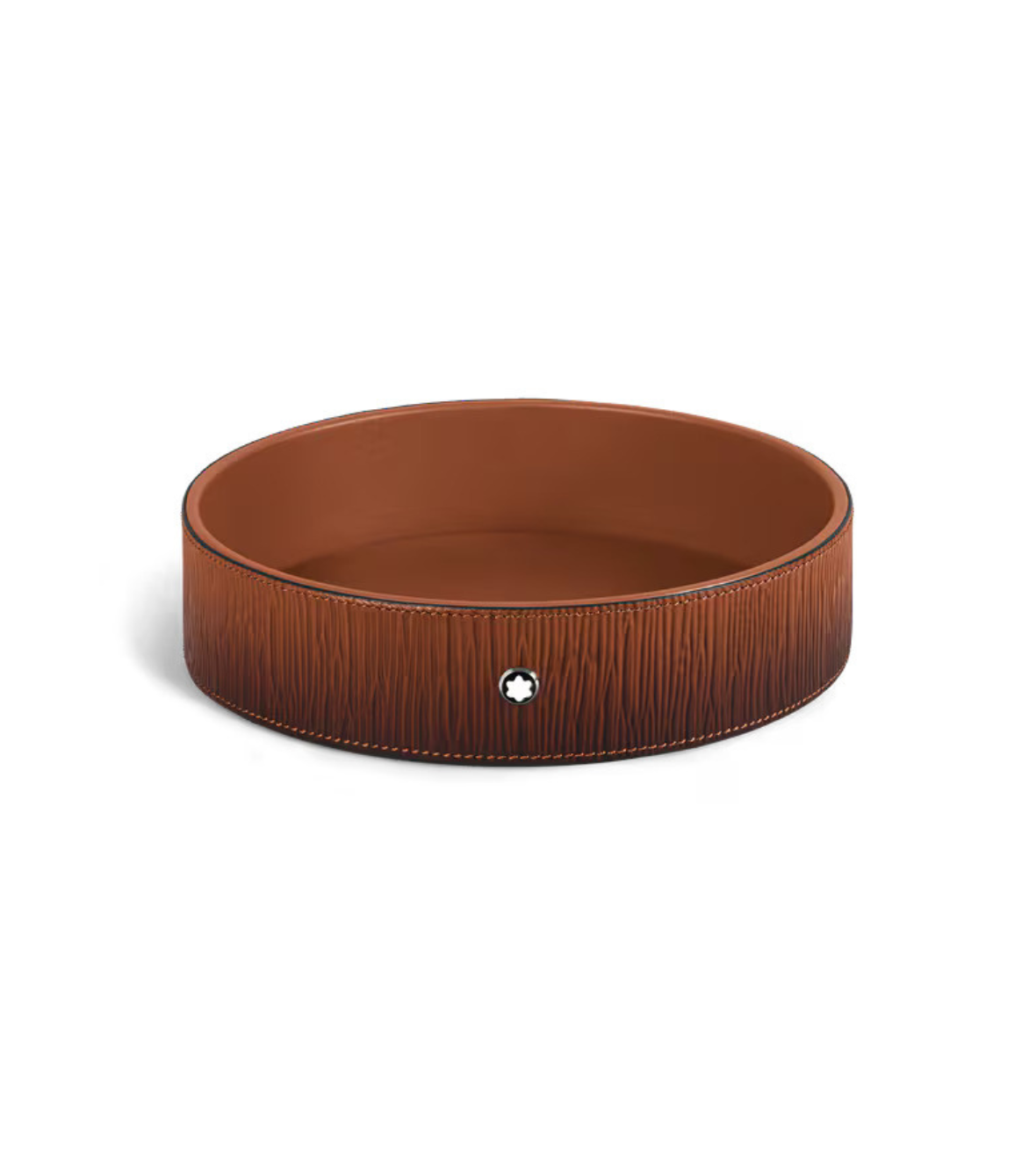 Large Round Desk Tray in Corteccia Sfumato Leather