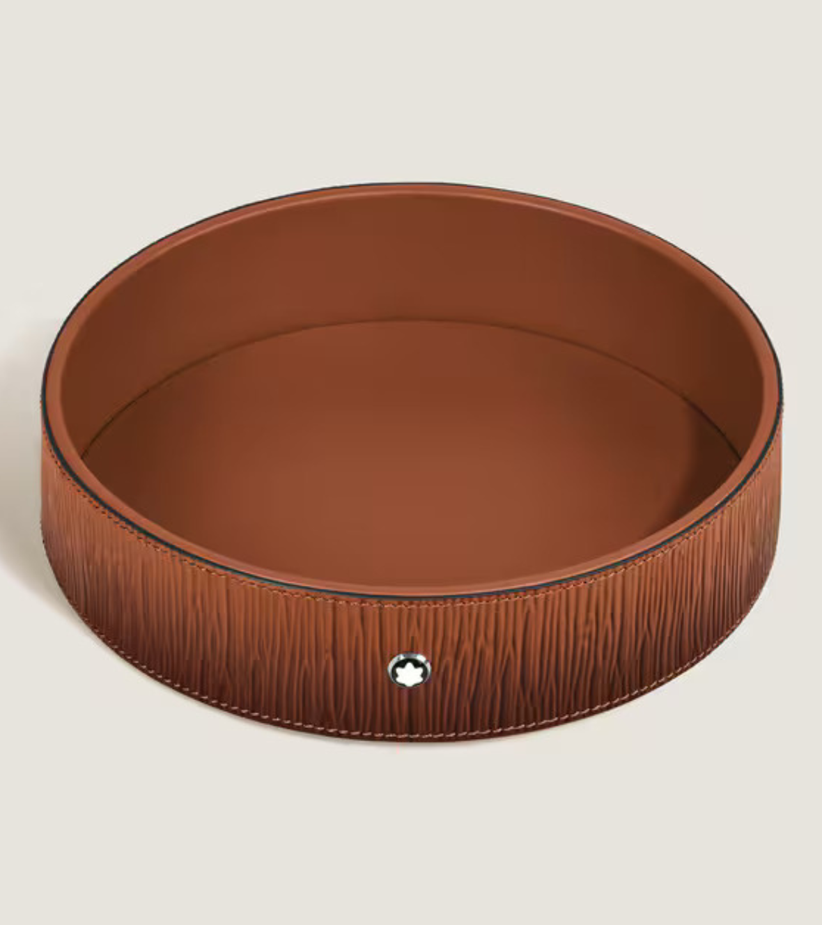 Large Round Desk Tray in Corteccia Sfumato Leather