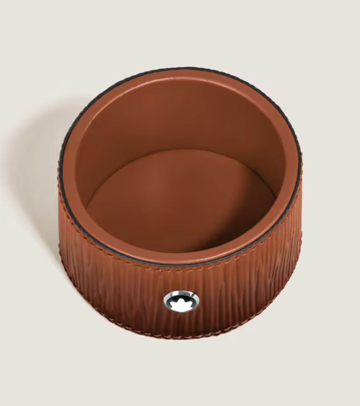 Small Round Desk Tray in Corteccia Sfumato Leather