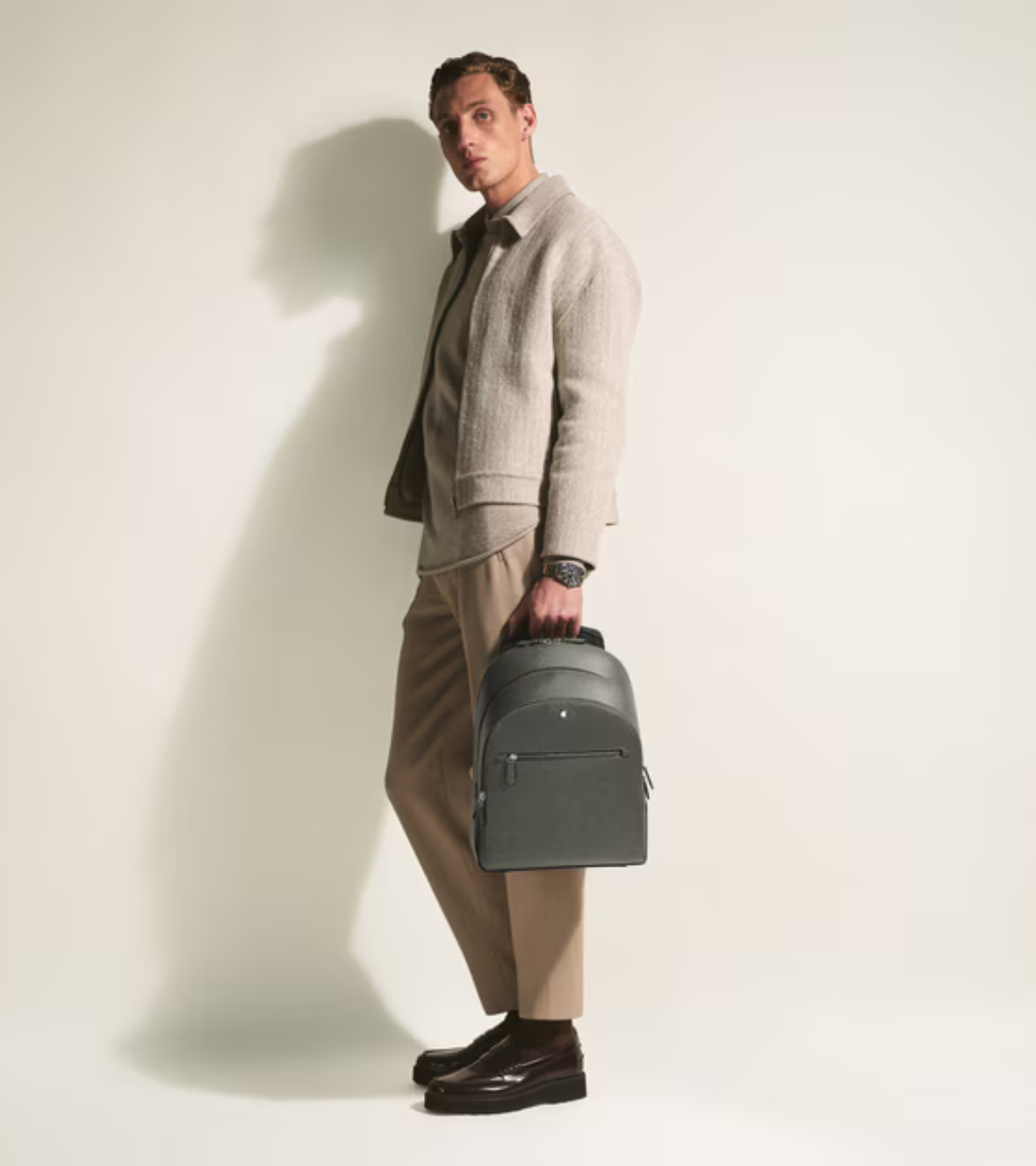 Medium Backpack with 3 Compartments in Sartorial Leather