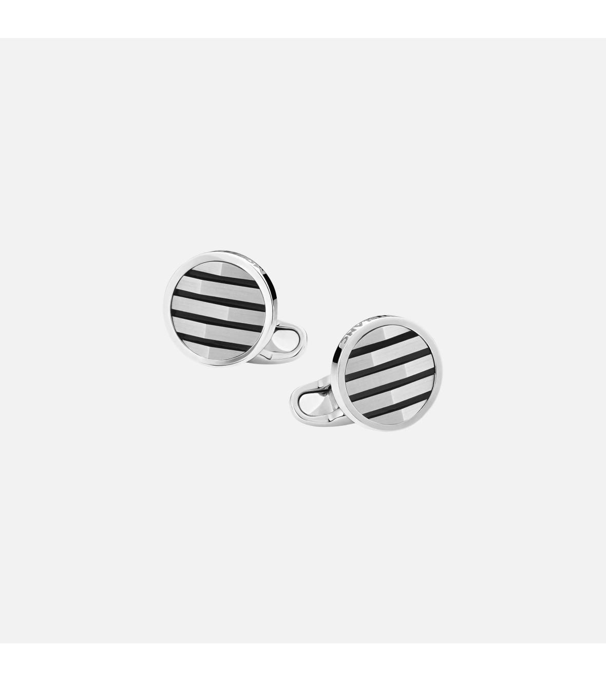 Cufflinks round in silver with geometric inlay 123804