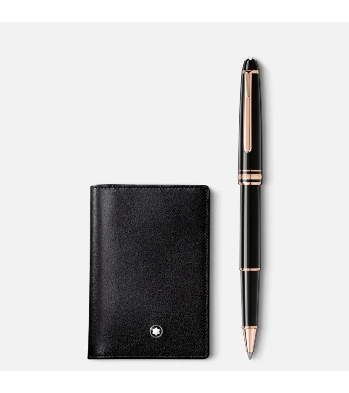 Set with Meisterstück rose gold-coated classique rollerball and business card holder with gusset 130451