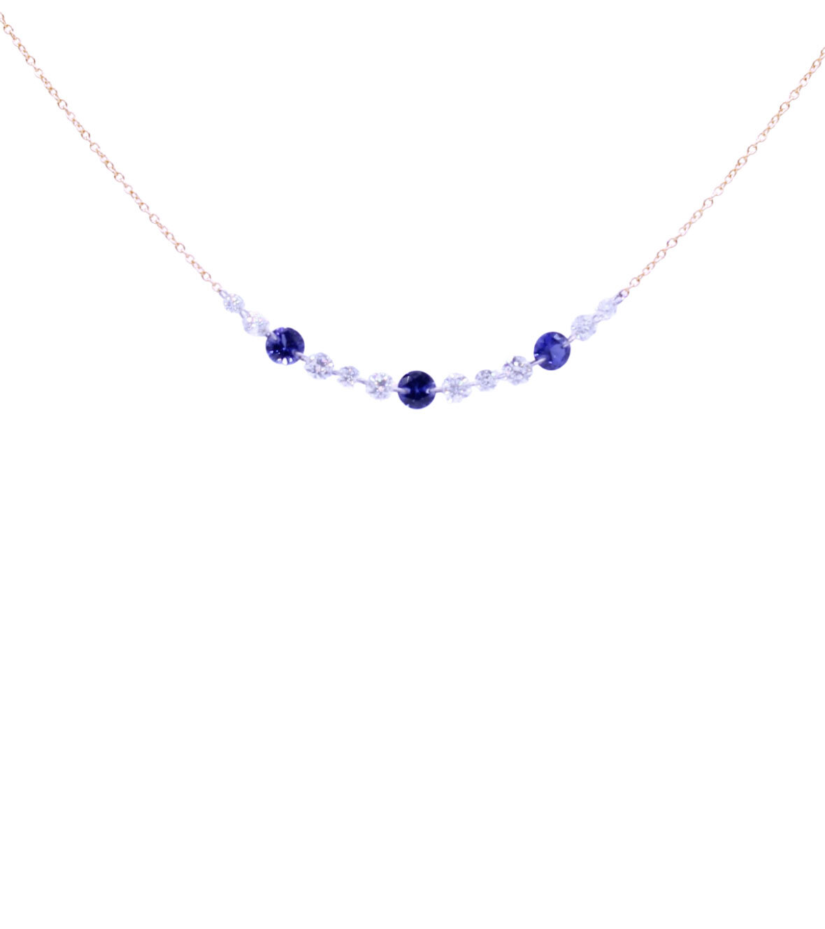 Rose Gold Necklace with Diamonds and SapphiresParlapiano