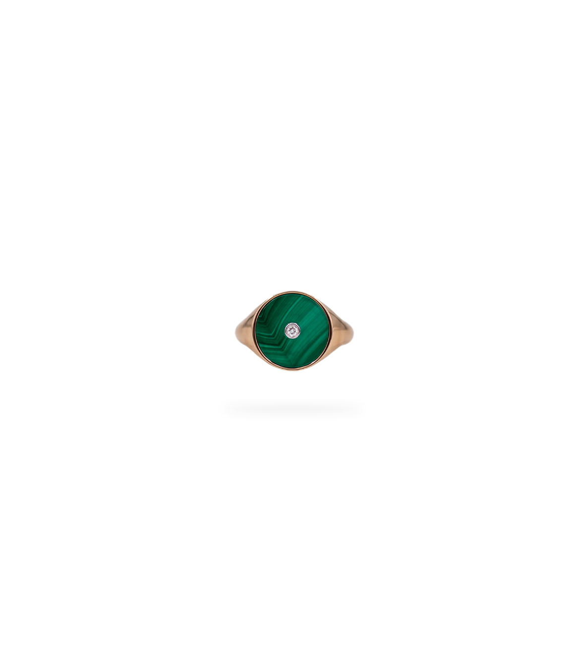 Chevalier Ring with Malachite and one Diamond