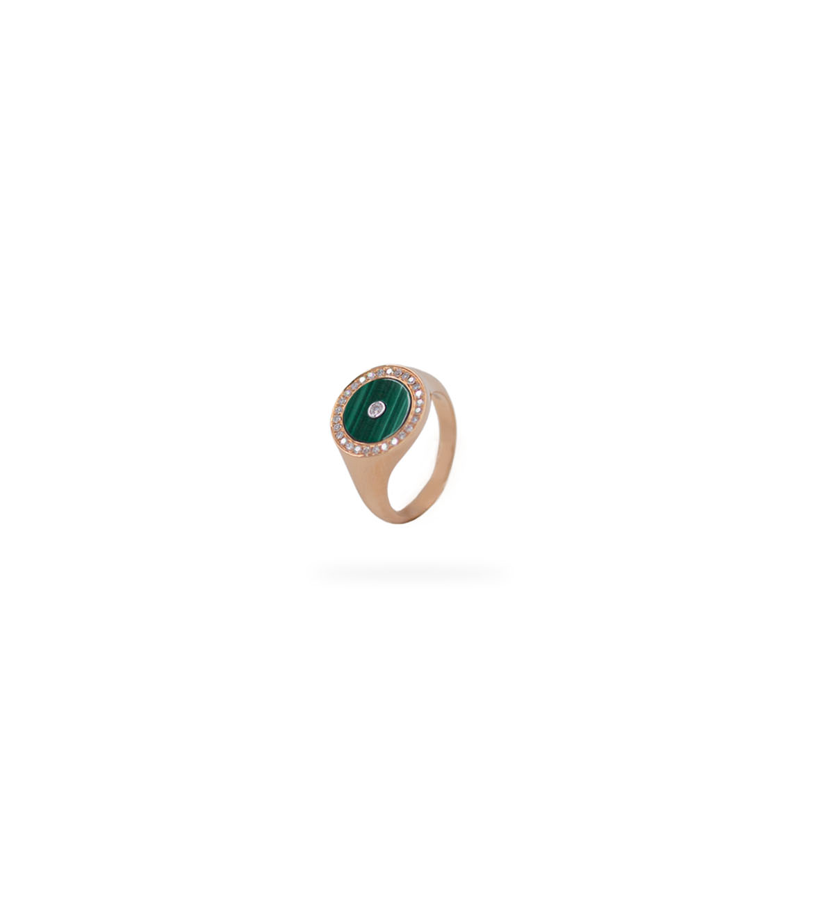 Chevalier Ring with Malachite and Diamonds
