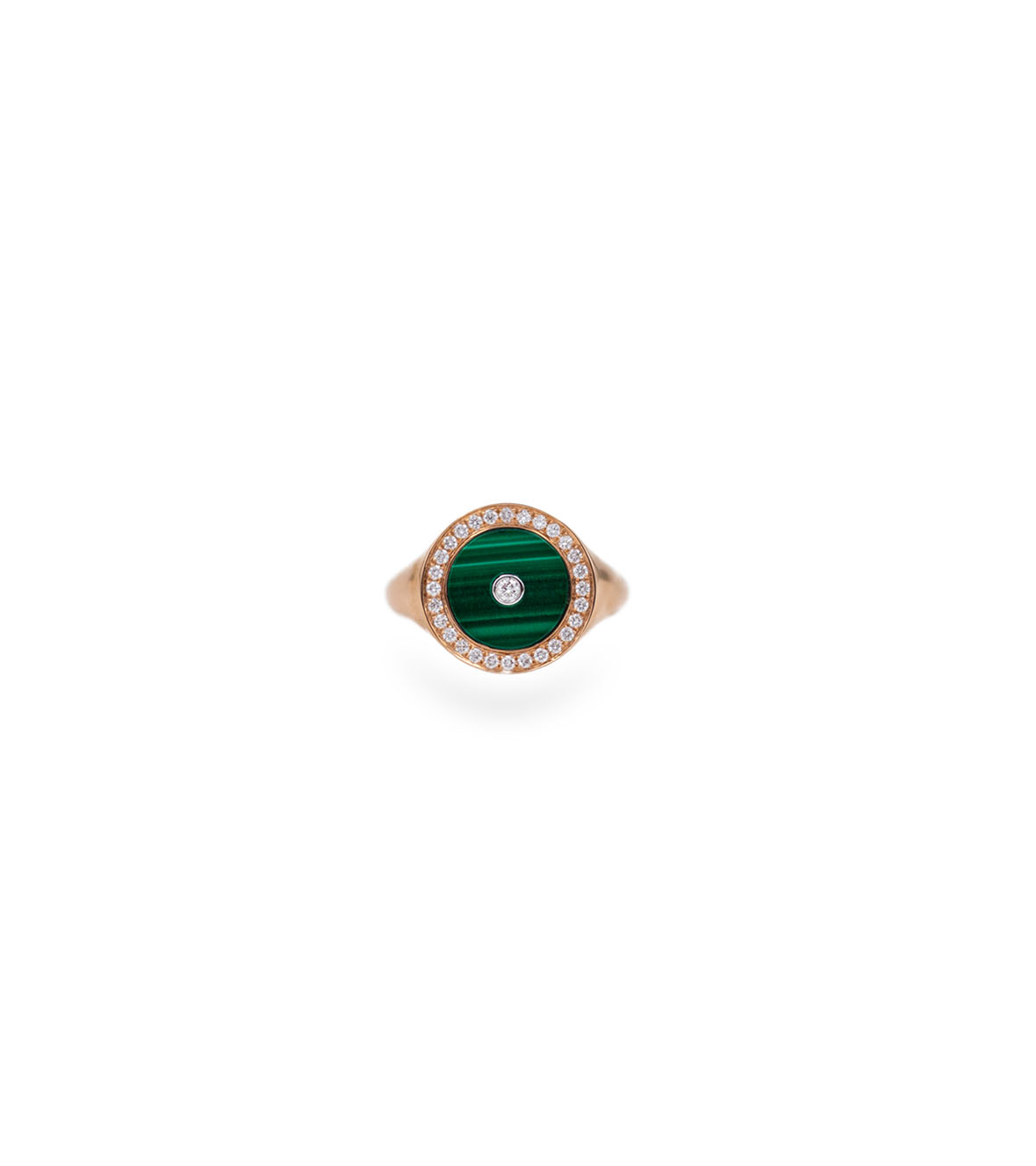 Chevalier Ring with Malachite and Diamonds