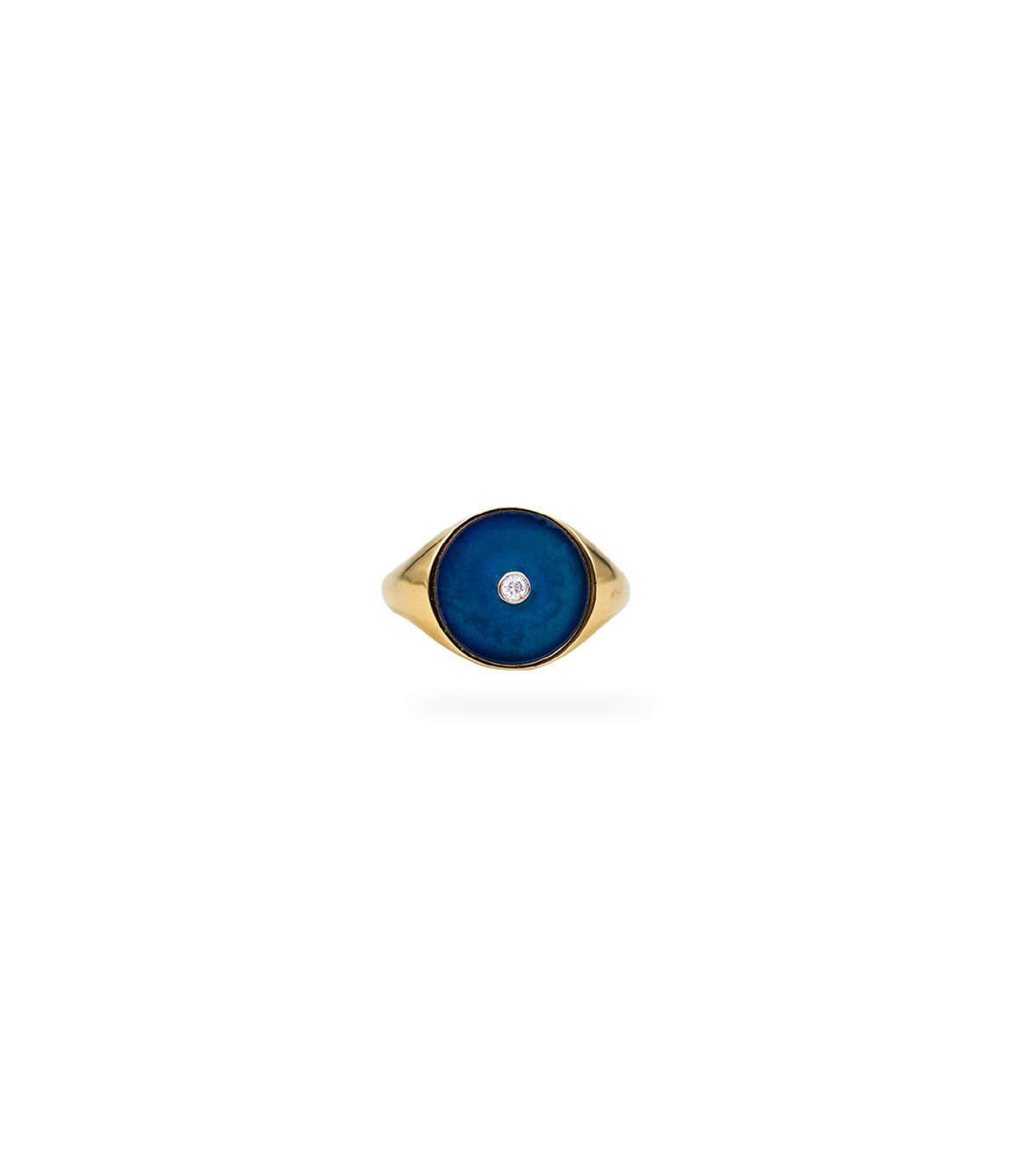 Chevalier Ring with Agate blue and one Diamond