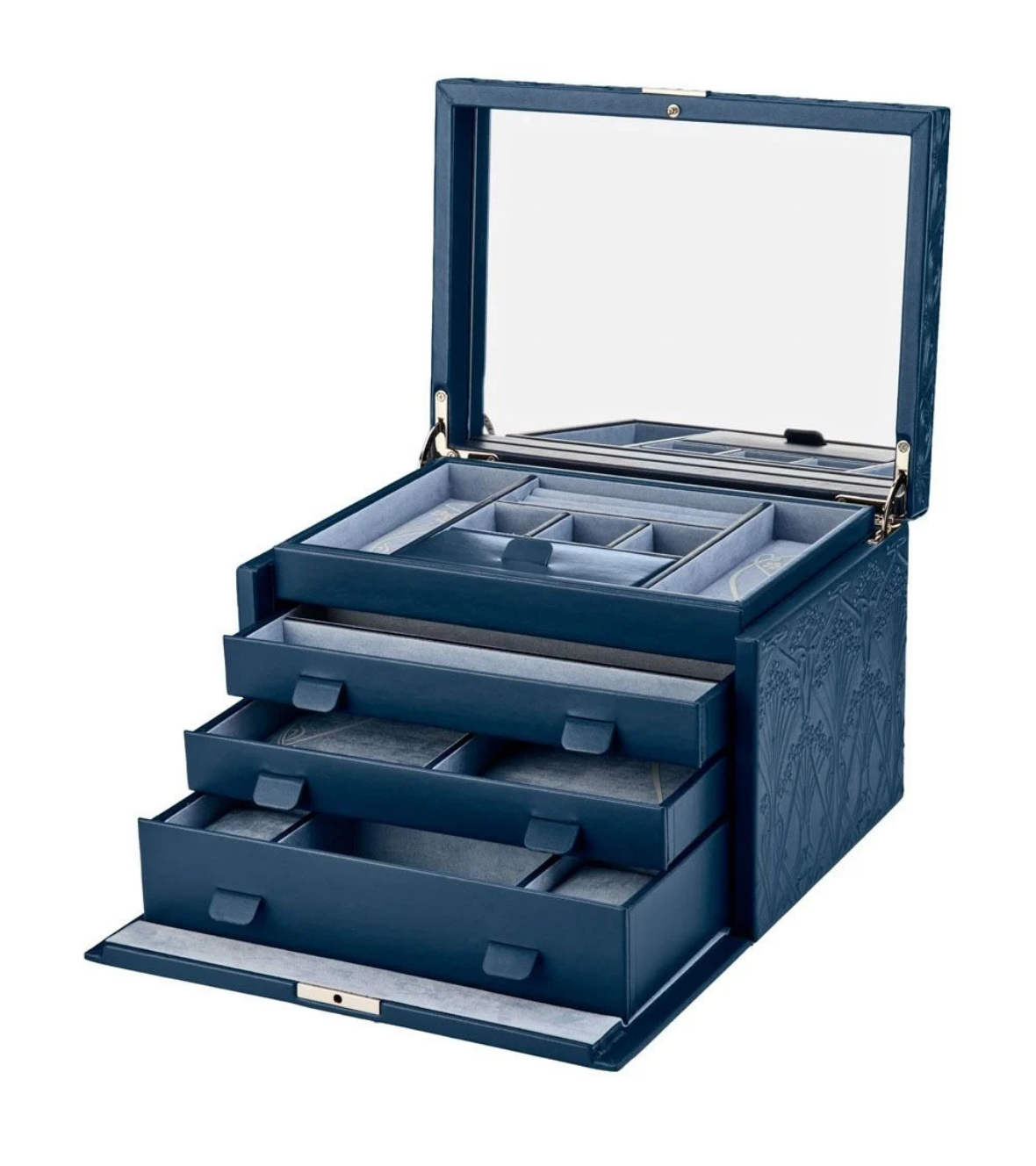 WOLF X LIBERTY All Over Ianthe Large Jewellery Box - Navy