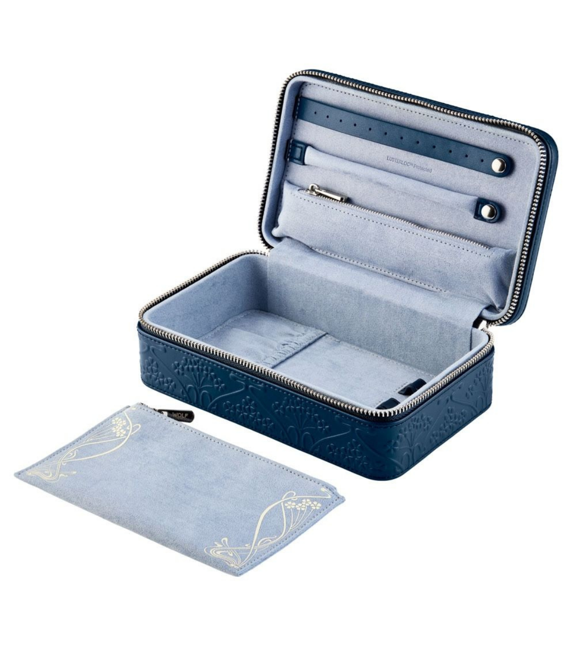 WOLF X LIBERTY All Over Ianthe Medium Jewellery Zip Case - Navy