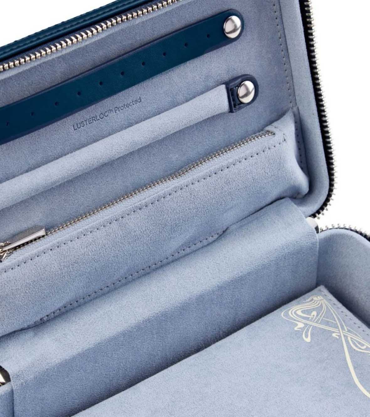 WOLF X LIBERTY All Over Ianthe Medium Jewellery Zip Case - Navy