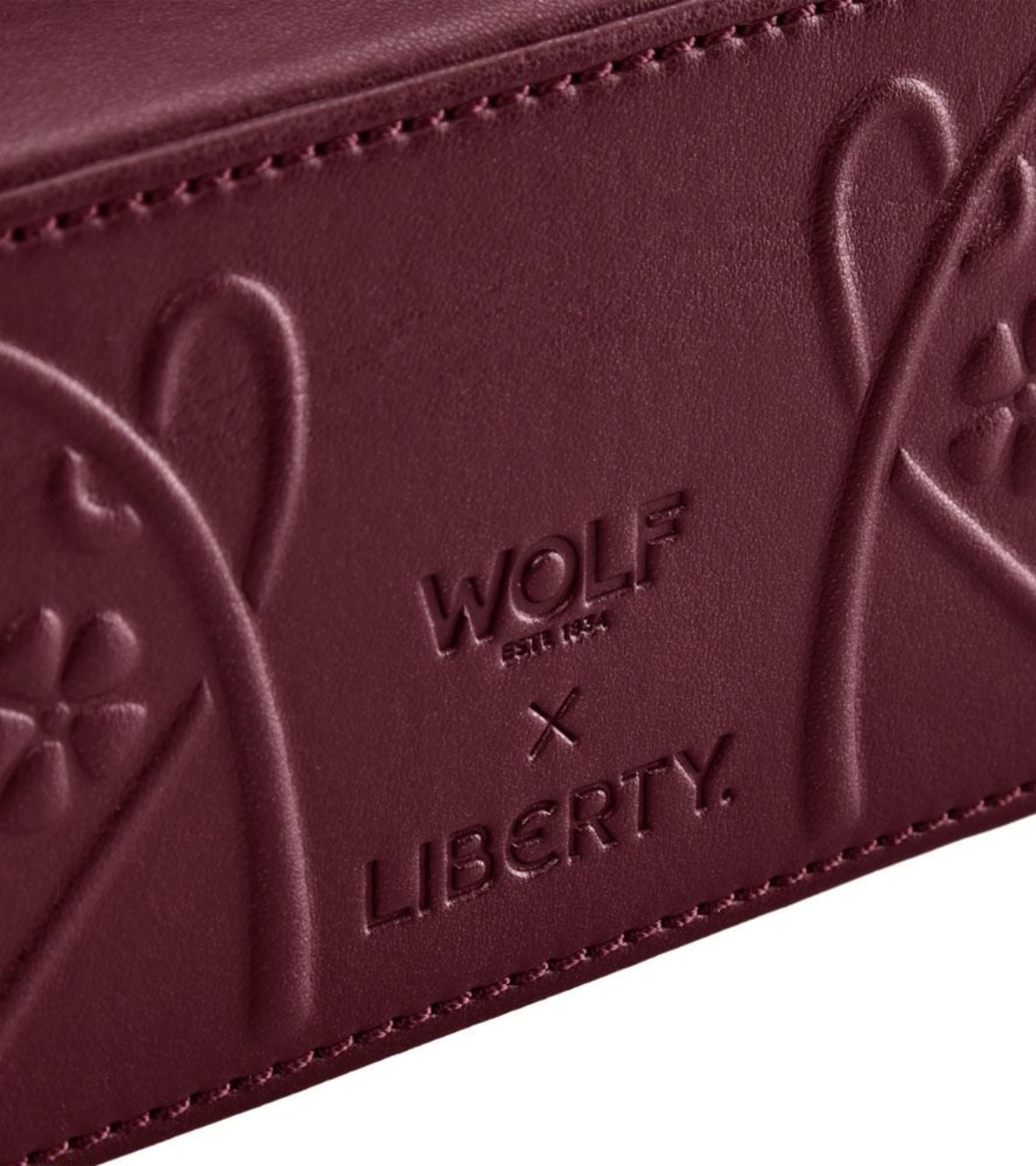 WOLF X LIBERTY Lanthe Medium Jewellery Zip Case - Burgundy
