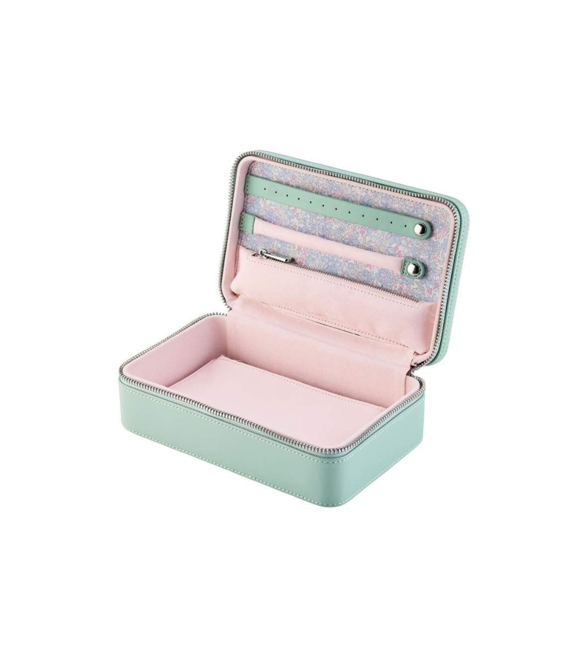 WOLF X LIBERTY Julia Interior Print Medium Jewellery Zip Case - Sage Green