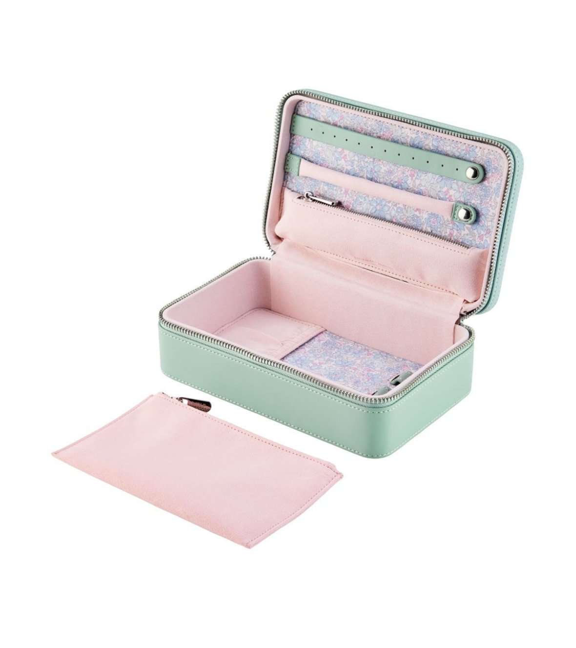 WOLF X LIBERTY Julia Interior Print Medium Jewellery Zip Case - Sage Green