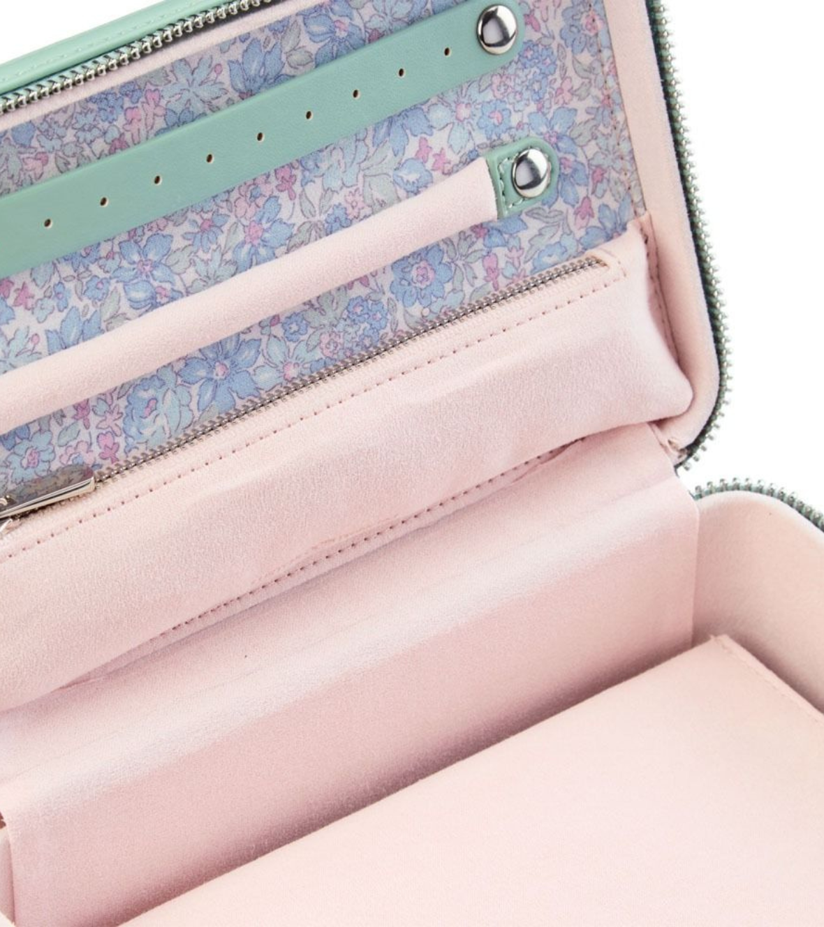 WOLF X LIBERTY Julia Interior Print Medium Jewellery Zip Case - Sage Green