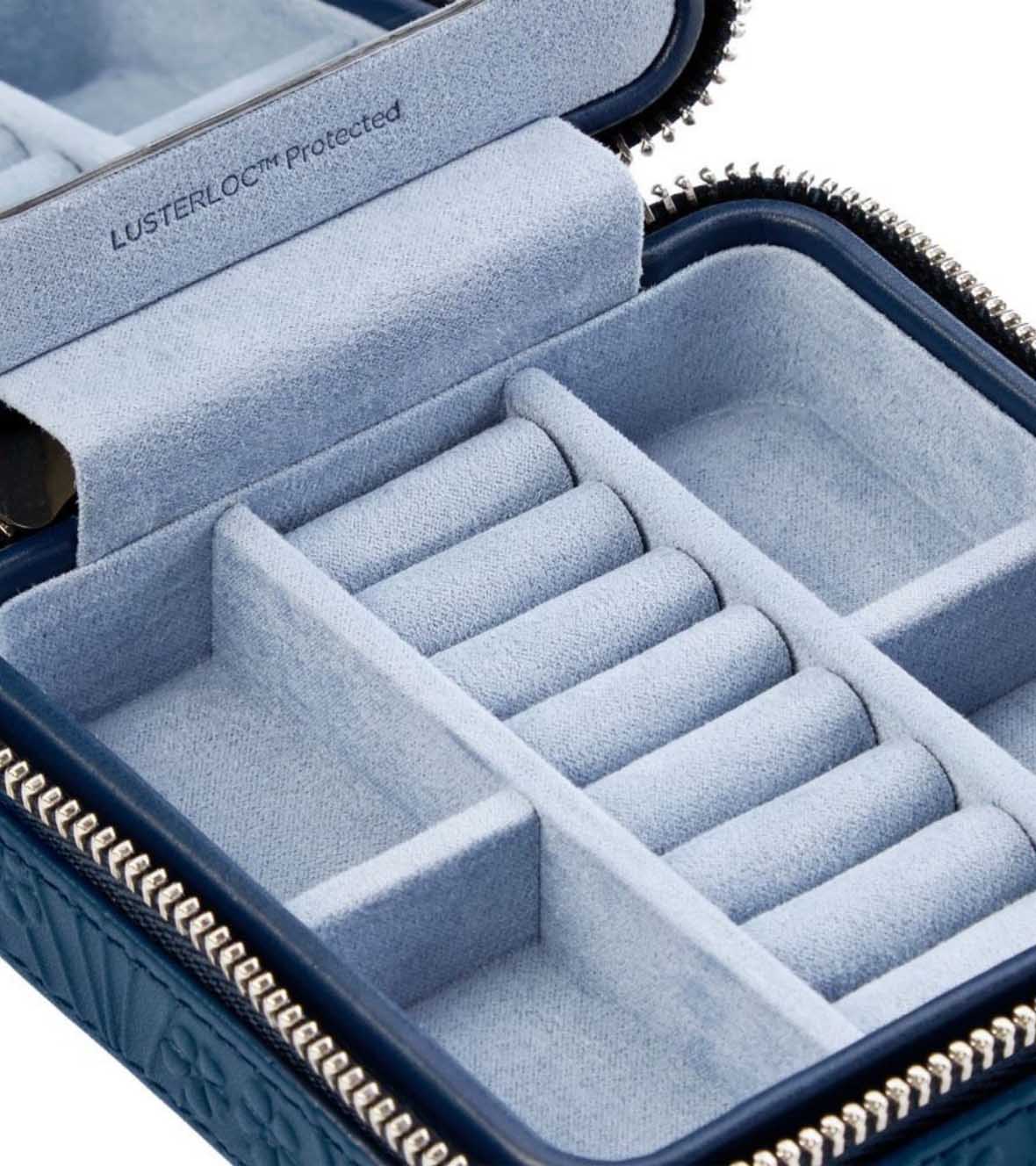 WOLF X LIBERTY All Over Ianthe Small Travel Jewellery Zip Case - Navy