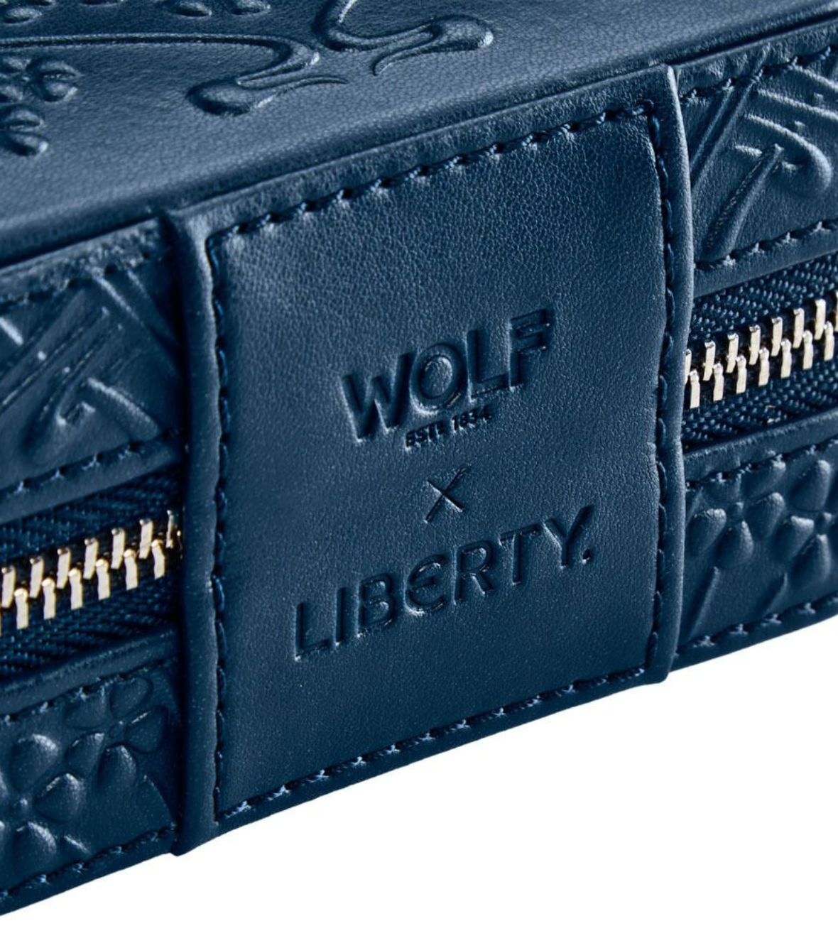 WOLF X LIBERTY All Over Ianthe Small Travel Jewellery Zip Case - Navy