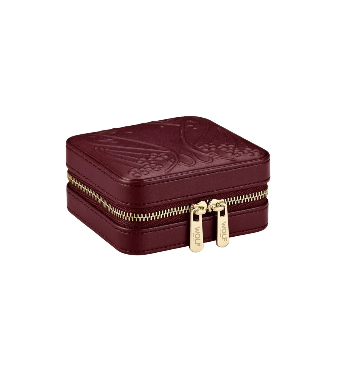 WOLF X LIBERTY Ianthe Small Travel Jewellery Zip Case - Burgundy