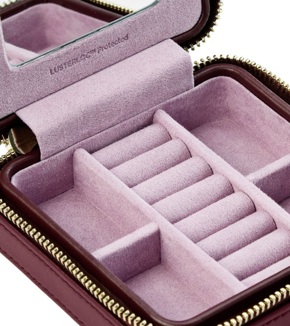 WOLF X LIBERTY Ianthe Small Travel Jewellery Zip Case - Burgundy