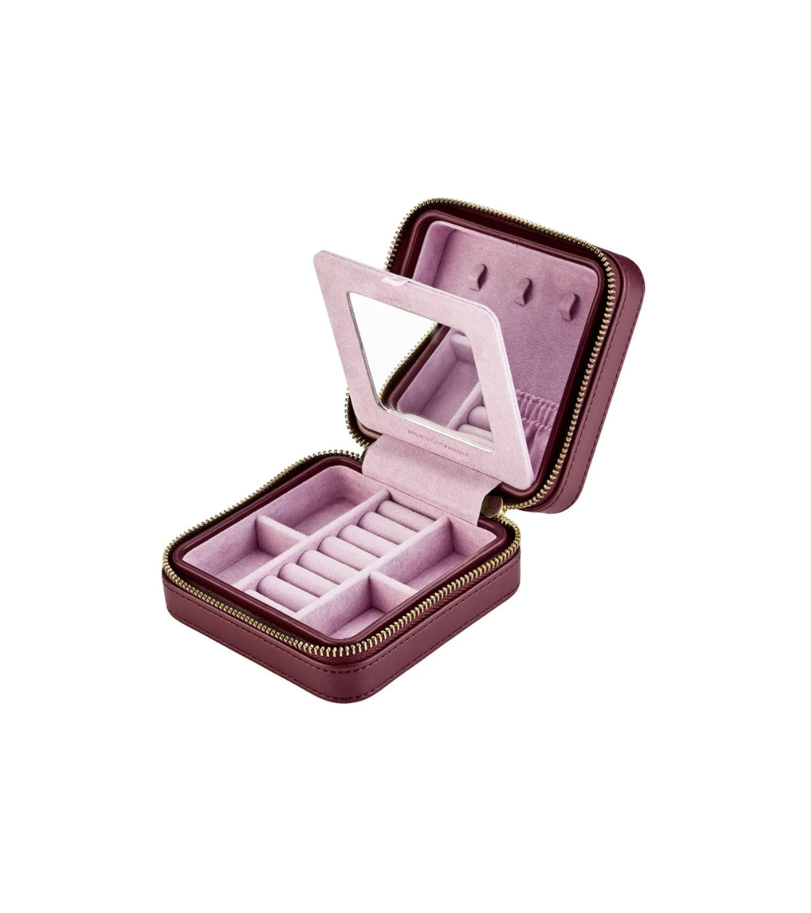 WOLF X LIBERTY Ianthe Small Travel Jewellery Zip Case - Burgundy