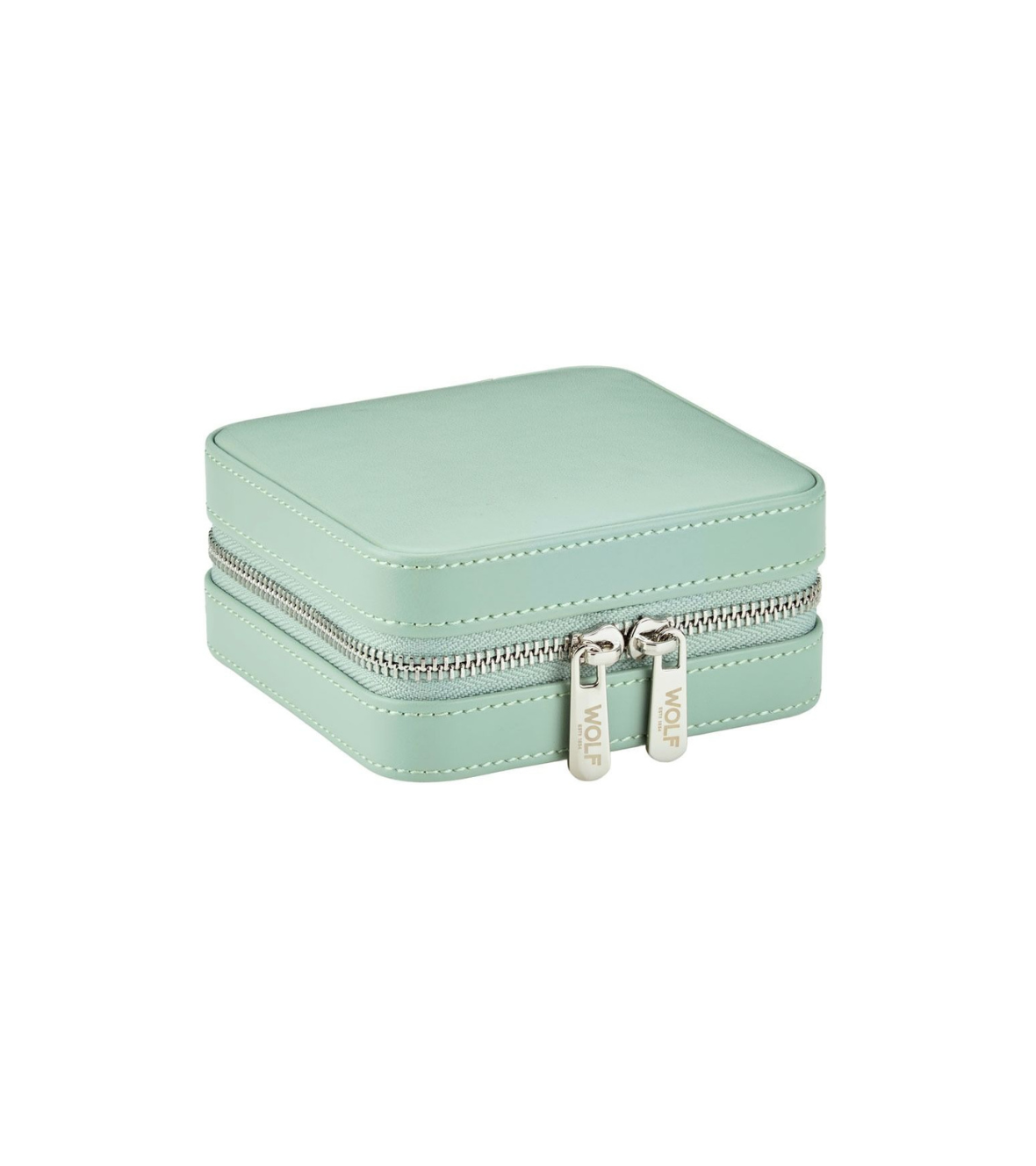 WOLF X LIBERTY Julia Interior Print Small Travel Jewellery Zip Case - Sage Green