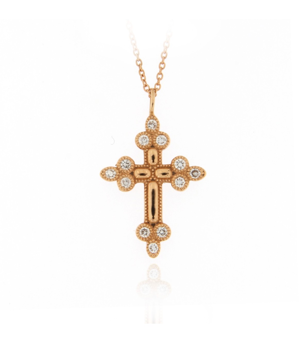 Pink Gold Cross with Diamonds 02744